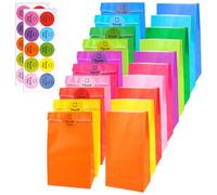 20 Piezas Bolsa Papel Regalo, 24×13×8cm Bolsas de Papel Multicolor, Saco de Presente de Aniversario Infantil, para Bodas, Cumpleaños, Fiestas, Navidad