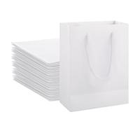 20 Piezas Bolsa Regalo Blanco con Asas, Bolsas Papel Regalos Pequeñas 20x10x28cm, Bolsas Envoltura Carton Cuadradas Blancas Reutilizable para Cumpleaños Boda Fiesta Graduación Manualidades Navidad