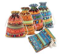 20 Piezas Bolsa Tela Pequeña, Bolsitas Estilo étnico Saquitos con Cordón 10 x 15 CM Bolsas de Yute Algodón Bolsas de Monedas Reutilizable para Candy Fiesta Joyas Lavanda Boda