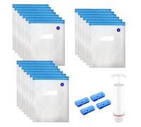 20 Piezas Bolsas de Vacío Reutilizables para Alimentos 26x34cm Sin BPA Bolsas Selladas al Vacío con 4 Clips, Bolsa Zip Reutilizable Comida de Sellado para Cocinar al Vacío y Almacenar Alimentos