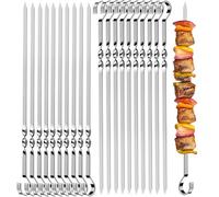 20 Piezas Brochetas de Acero Inoxidable, 30cm Pinchos Planos para Barbacoa, Kebab y Fiestas - Reutilizables
