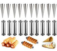 20 Piezas Cannoli Molde Tubos, Juego de Moldes de Cuerno de Crema Moldes de Acero Inoxidable de Cannoli 20 Molde para Hornear Pan Molde del Cuerno para Panqueques, Crema, Molde de Croissant DIY
