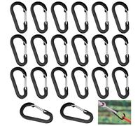 20 Piezas Clip de Mosquetón Negro, 50mm/1.99'' Mosqueton Escalada Negro, Mosquetón en Forma De D, Mosquetón Pequeño, Mosquetón Negro, para, Mochila, Llavero, Senderismo