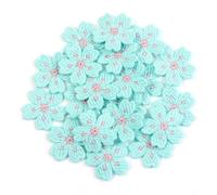 20 piezas colorido 2,4 cm bordado flor apliques ropa parches adhesivos for adornos suministros de costura(Lake Green)