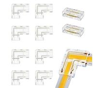 20 Piezas Conectores para tira, 2 Pin 8mm Kit Conector Tira LED 6 Conector Centrales Transparente 14 Conector en Forma de L Kit Conectores Tiras Led para Conexiones sin Soldadura Tira 12V 24V LED COB