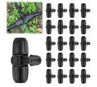 20 piezas Conectores T con Púas Bloqueadas, Kalolary Kit Accesorios Riego Por Goteo 5/16" a 1/4" Conector Hembra 8/12 a 4/7 mm con Bloqueo Tubo Piezas Riego Bloqueo Púas 3 Vías Sistema Riego (Negro)