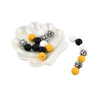 20 Piezas Cuentas de Silicona, Cuentas Artesanales Coloridas, 15mm Fabricación Cuentas Sueltas Redondas con Agujeros en 4 Colores para Pulsera Llaveros Bricolaje (B)