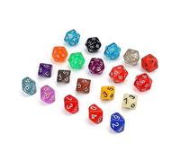 20 Piezas Dados Poliédricos de Colores, AMONENZ Juego de Dados Transparentes de Solo Color, para Mazmorras y Dragones, Dados Coloridos para Juegos de Mesa y Educación Matemática