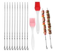 20 Piezas de 30 cm Pinchos Barbacoa, Pinchos para Barbacoa Reutilizables, Brochetas Acero Inoxidable con 2 Cepillos, Espetos de Acero Inoxidable para Barbacoas Al Aire Libre y Fiestas en El Jardín