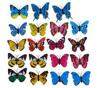 20 piezas de 7 cm de mariposa artificial 3D con doble ala para decoración del hogar, Navidad y bodas. Colores aleatorios.