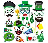20 piezas de accesorios para fiesta de fútbol, caja de fotos, accesorios para bodas, campeones del mundo de fútbol, accesorios para fiestas temáticas, decoraciones de cumpleaños (verde)