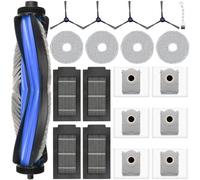 20 piezas de accesorios para robot aspirador Ecovacs Deebot T50 Omni / T50 Pro Omni: 1 cepillo principal, 6 bolsas de polvo, 4 mopas, 4 filtros, 4 cepillos laterales y 1 cepillo de limpieza.