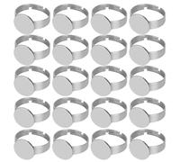 20 piezas de anillos en blanco, base de anillo plano, bandejas de anillo de 12 mm, fornituras de joyería, acero inoxidable ajustado, base de anillo semiacabado, biseles de anillo en blanco, componente