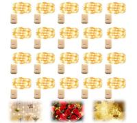 20 piezas de cadena de luces con batería, 2M x 20 LED Mini cadena de luces alimentada por batería, cadena de luces de alambre impermeable, luces de hadas para fiesta, Halloween, dormitorio, boda