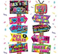 20 piezas de cartel de fiesta de los 80 volver a los 80 decoraciones de fiesta suministros para adultos lindas cintas de cassette decoraciones 10 estilos 80s recortes 80s decoraciones suministros de