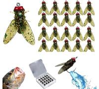 20 Piezas de Cebo Suave para Pesca con Mosca biónica, señuelo de Pesca con Mosca biónica, Cebo de Pesca con Mosca, señuelo de Pesca Artificial de Silicona con Anzuelo Afilado (Amarillo, 12mm)