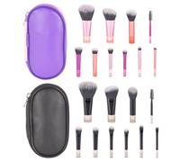 20 Piezas De Cepillos De Maquillaje De Mango Corto, Con 2 Piezas De Bolsas De Almacenamiento, Cepillos De Maquillaje Portátiles, Suministros De Viaje Y Herramientas De Belleza.