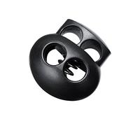 20 Piezas de Cerradura de Cordón con Resorte para Cordones, Cierre de Extremos de Cuerda de Doble Agujero de Plástico Negro Deslizador de Tapón Botón Alargado Oval