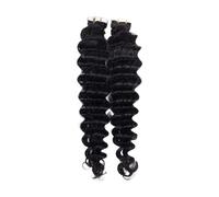 20 piezas de cinta rizada suelta en extensiones de cabello humano, pelos de doble cara con ondas de agua negras naturales for mujeres(20 inch)