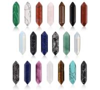 20 piezas de conjuntos de piedras preciosas hexagonales naturales, piedras cristalinas curativas, piedras preciosas para meditación reiki, amatista, obsidiana, ojo de tigre, cristales naturales para d