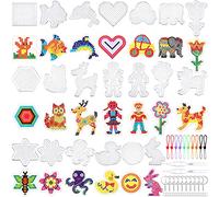 20 piezas de cuentas fusibles de 5 mm, tableros de clavijas de plástico transparente con forma de animal, bandeja de manualidades con 20 tarjetas coloridas para niños, cuentas de manualidades