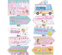 20 piezas de decoraciones de fiesta de helado, cartel de fiesta de helado, decoraciones de fiesta de cumpleaños, suministros de fiesta de helado, decoraciones de fiesta temática de helado, recortes de accesorios de fotos de calle para decoración de fiesta en el hogar