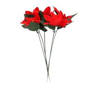 20 Piezas de Flores Artificiales de Imitación de Poinsettia para Decoración Navideña, Decoración del Hogar, Ramo de Seda Vibrante de 31cm (Rojo)