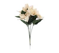 20 Piezas de Flores Artificiales de Imitación de Poinsettia para Decoración Navideña, Decoración del Hogar, Ramo de Seda Vibrante de 31cm (Dorado)