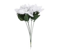 20 Piezas de Flores Artificiales de Imitación de Poinsettia para Decoración Navideña, Decoración del Hogar, Ramo de Seda Vibrante de 31cm (Silver)