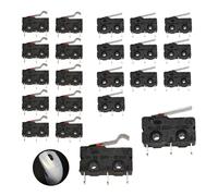 20 Piezas de KW11-3Z Mini Interruptores Límite KW11-3Z de 3 Pines, interruptores Tipo Palanca, 5 A, 125/250 V, Interruptor Mini Momentáneo 3 Pines, 10 Pcs Palanca Recta, 10 Pcs Curvada