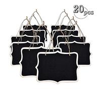 20 piezas de mini pizarras colgantes rectangulares, tablero de mensajes negro de doble cara para bodas, manualidades para niños, jardín, tienda 8.5X6 cm