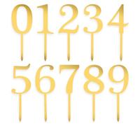20 piezas de números acrílicos para tartas del 0 al 9 números de cumpleaños, decoración de pastel de acrílico dorado para cumpleaños, boda, fiesta