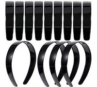 20 Piezas de Plástico negro accesorios para el pelo, diademas de plástico liso artesanía con dientes diadema plana