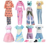 20 piezas de ropa de muñeca para muñecas de 11.5 pulgadas compatible con Barbie, incluye 2 sudaderas con capucha, 2 trajes casuales, 2 vestidos deportivos, 2 pantalones cortos de manga corta, 5