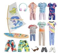 20 piezas de ropa para muñecas de niño compatible con muñecas Ken, incluye 6 camisetas de manga corta, 1 camisa, 2 pantalones, 6 pantalones cortos, 1 velero, 1 auriculares, 1 gafas, 2 zapatos para