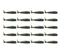 20 piezas de señuelos de pesca suaves de cola en T de hilo profundo de PVC con acción de hundimiento lento para lubina, trucha, lucio, equipo de agua dulce para flash, amarillo, blanco, rojo y verde