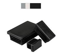 20 Piezas de Tapas de plastico rectangulares para Tubos, tamaños de 20x10mm a 180x60mm, Protector Patas sillas, Tacos, conteras, topes (80x60mm, Pared: 1,5-3,5mm, Negro)