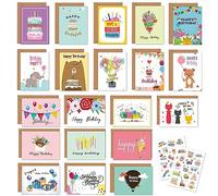 20 Piezas Diseños Tarjetas Plegables Sobre, Happy Birthday Cards, Tarjeta De Cumpleaños Con Sobre, Adecuado Para Deseos De Cumpleaños, Día De San Valentín, Deseos De Boda, Celebraciones Navideñas