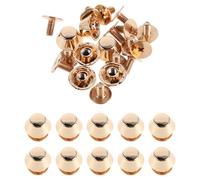 20 Piezas Espárragos Metálicos de Cabeza Plana 10mm | Aleación de Zinc Dorado, Rosca Trasera, Elevación de Base y Protección contra Rayones