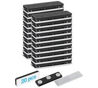 20 piezas etiquetas magnéticas para ropa, portacredenciales magnético, plástico, metal, con 3 imanes de neodimio, dorso autoadhesivo, imán de identificación para chaquetas de uniforme, color: negro