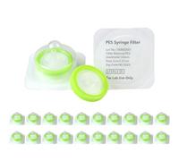 20 piezas Filtro de jeringa Membrana estéril PES 33mm diámetro 0.22um tamaño de poro, HPLC y GC filtro de aguja, filtración de laboratorio de alto rendimiento