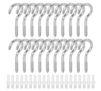 20 Piezas Ganchos Atornillables de Acero Inoxidable, M5 x 65mm Gancho de Tornillo con Hebilla, Clavo de Gancho de Tornillos de Techo de Apertura para Colgar Cosas en Interiores y Exteriores