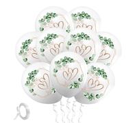 20 Piezas Globo de Boda 12 Pulgadas, Globos con Corazones Alrededor de Eucalipto para Casamentos Valentín Decoración
