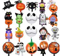 20 Piezas Globos de Halloween, Globos de Aluminio de Halloween Decoraciones de Fiesta, Araña Murciélago Fantasma Calabaza, Globo de Helio