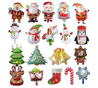 20 Piezas Globos de Navidad Decoración - Foil para Árbol/Muñeco de Nieve/Alce/Santa Claus - Papel de Aluminio para Fiesta Y Cumpleaños
