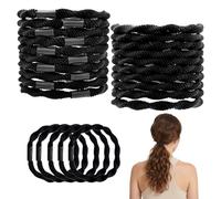 20 Piezas Gomas Elásticas para el pelo, Gomas del pelo Elásticas, Bandas de Algodón Suave Tejidas, Elástico Gomas sin Metal, para pelo Fino, Grueso, Medio, Largo para Mujer y Niña (Negro Clásico)