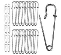 20 Piezas imperdibles de Seguridad Grandes, 50mm, Acero Inoxidable, Alfileres de Seguridad, Pines de Seguridad para Ropa,Mantas,Cuero, Manualidades, Imperdibles Extra Grande Resistente Plata