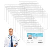 20 Piezas Impermeable Porta Tarjetas Identificativas, Card Holder Suave e Transparentes, ID de Plástico Tarjetero con Cremallera Resellable, para Oficina, Exposición, Negocios, Estudiente(Horizontal)