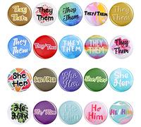 20 Piezas Insignias de Pronombre Pines de Identidad de Género Pines Ellos Pronoun Pin Pronoun Botones Múltiples Colores Ella Ella Ella Él Pronoun Pin