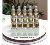 (20 piezas) Juego de frascos cosméticos de viaje, frascos transparentes para aceites esenciales, frascos de vidrio con gotero de 10 ml y 20 ml